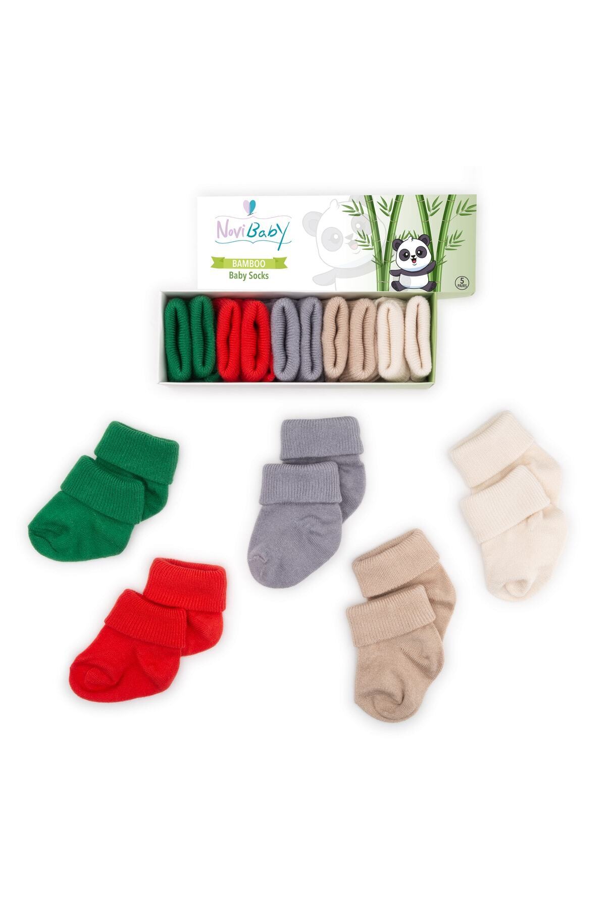 Novibaby 5'li Bambu Yenidoğan Bebek Çorap I Winter I Kız Erkek Bebek Çorabı fotoğrafı 5 (önizleme)