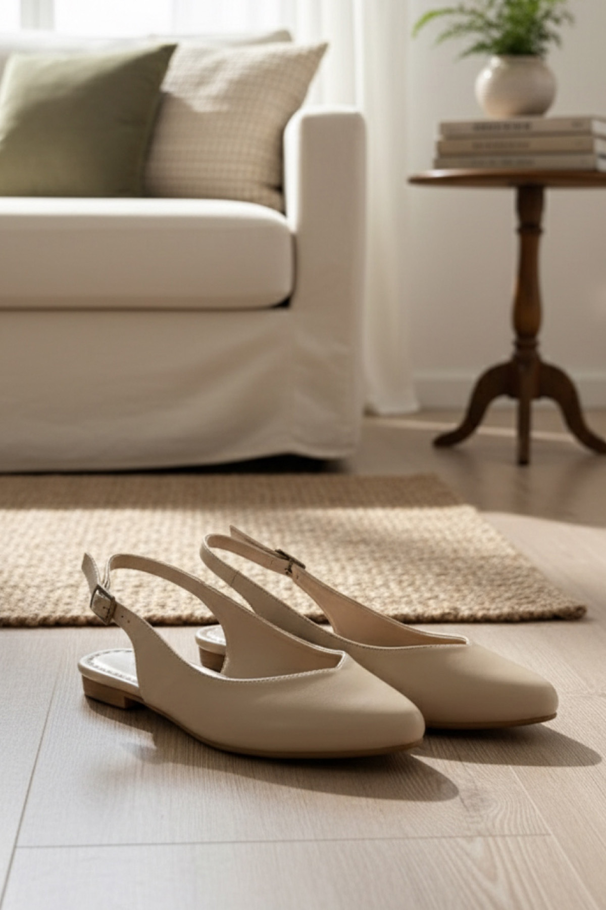 Preshley  Kadın Misty Krem Cilt Arkası Acık Sivri Burun Günlük Babet - Görsel 7