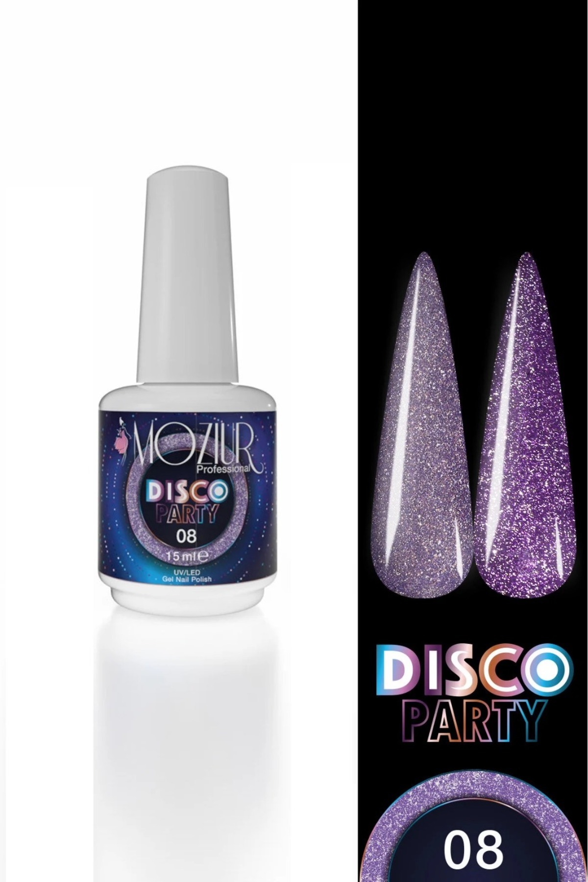 MOZIUR لاک دائمی ناخن UV/Led Disco Party 15ml — رنگارنگ 868308901830601