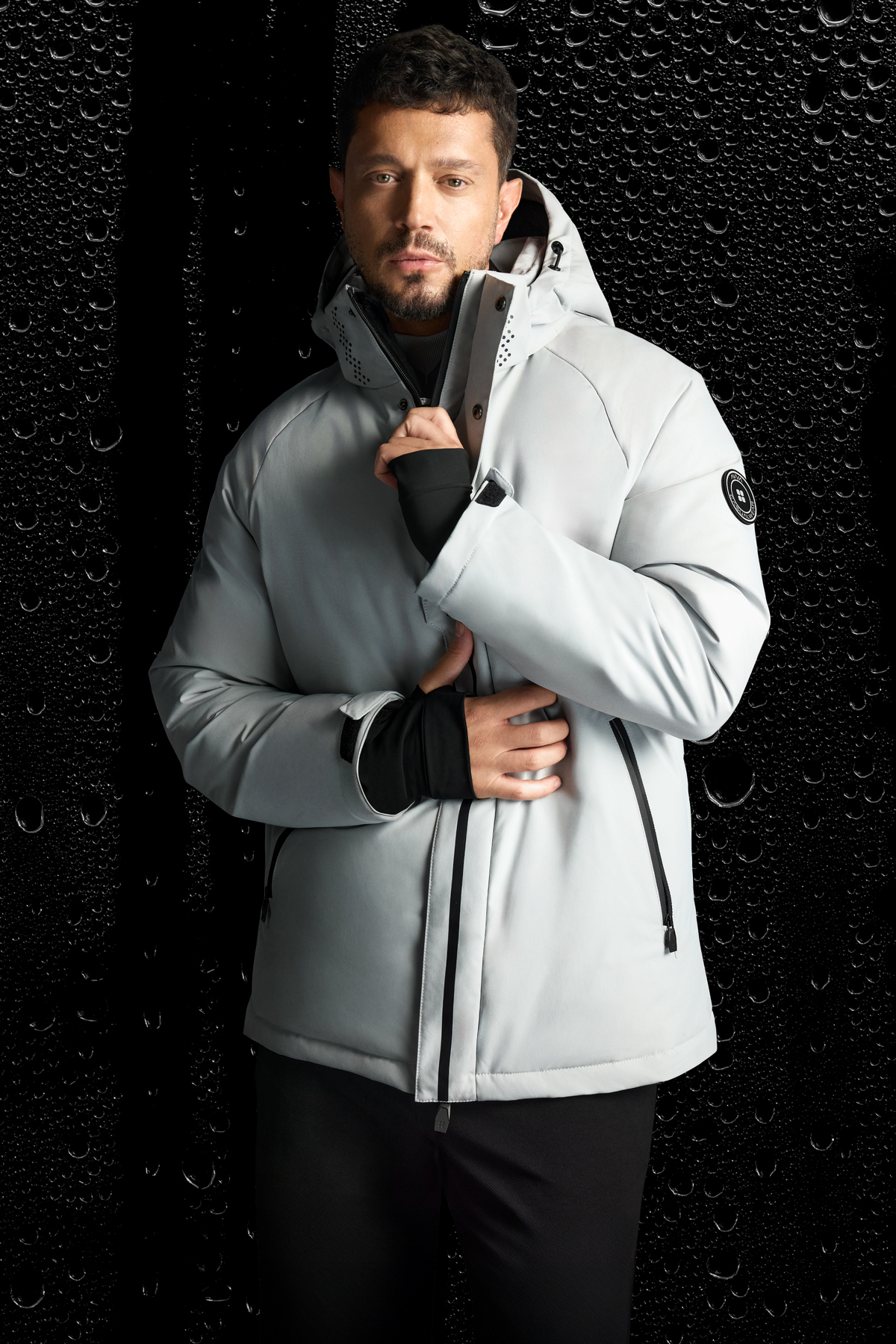 Avva  Erkek Gri Kapüşonlu Su İtici Rüzgar Geçirmez -15°C Dayanıklı Şişme Kayak Montu A52Y6161