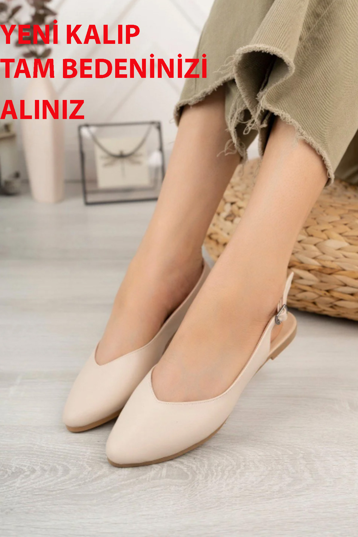 Preshley  Kadın Misty Krem Cilt Arkası Acık Sivri Burun Günlük Babet - Görsel 3