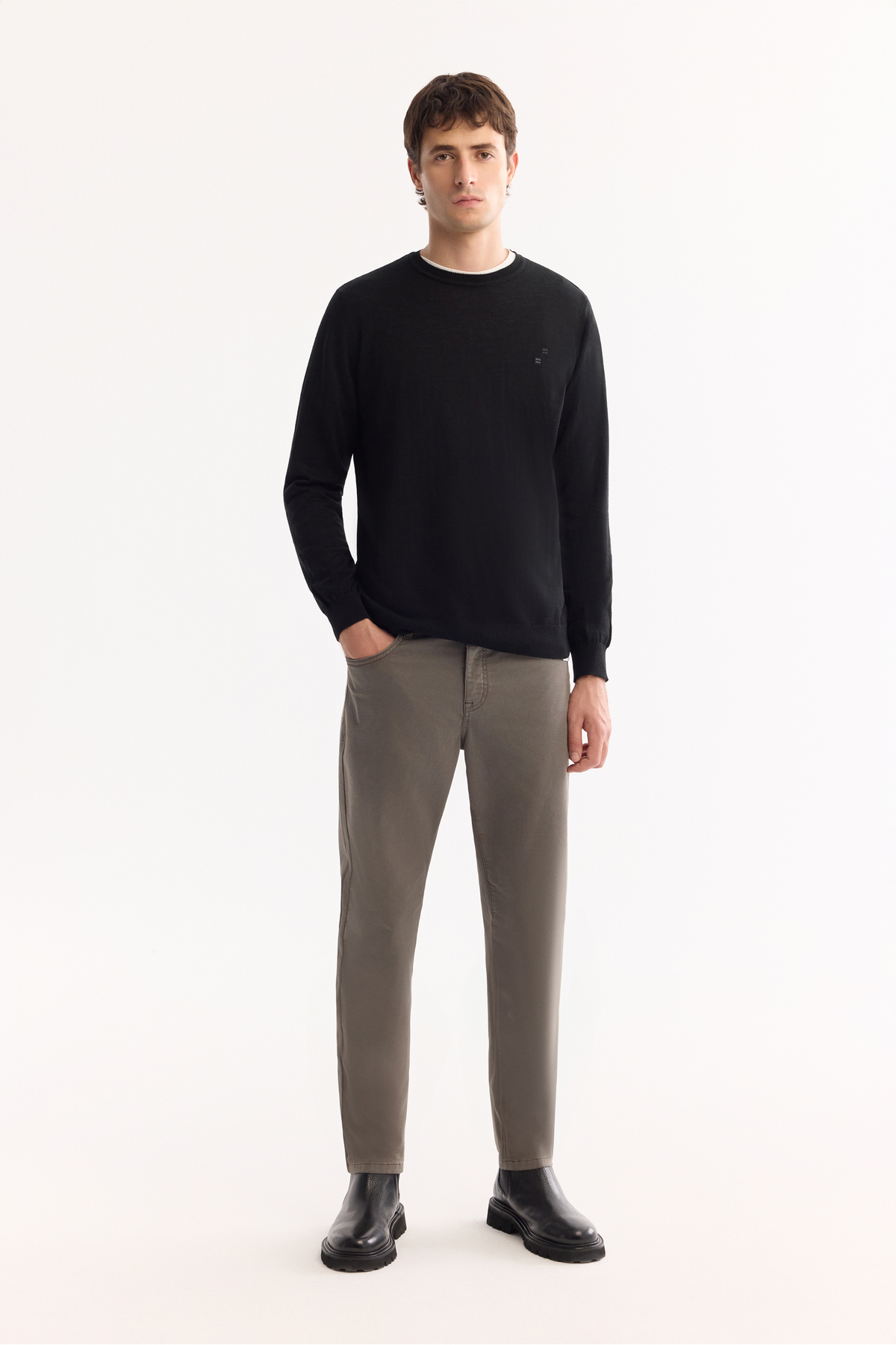 Avva  Erkek Siyah Bisiklet Yaka Yün Karışımlı Triko Regular Fit Kazak B005013 - Görsel 5