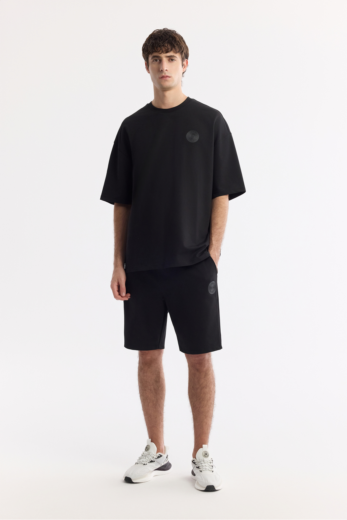 Avva  Erkek Siyah Bisiklet Yaka Baskılı Bi-Stretch 2 İplik Oversize Fit T-Shirt A51Y1082 - Görsel 6