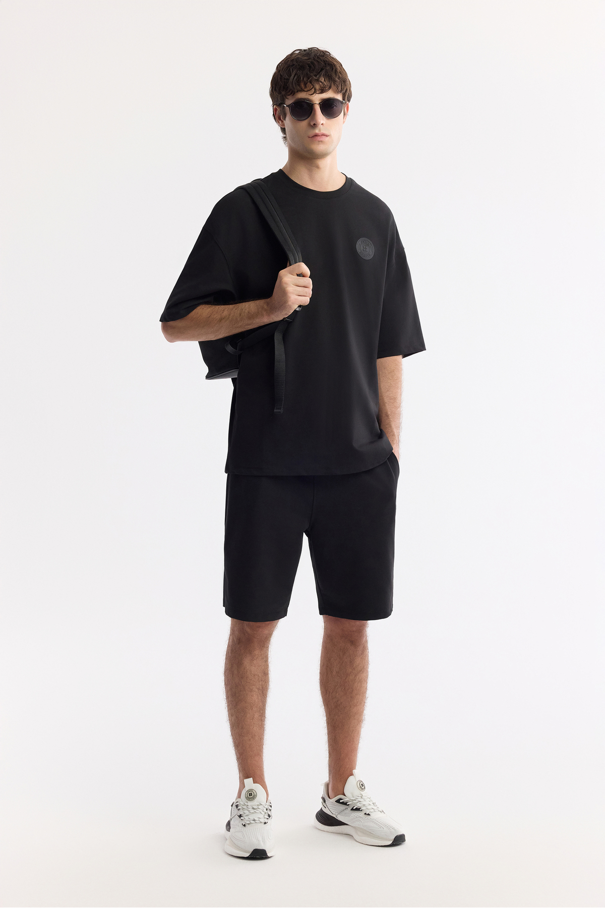 Avva  Erkek Siyah Bisiklet Yaka Baskılı Bi-Stretch 2 İplik Oversize Fit T-Shirt A51Y1082 - Görsel 7