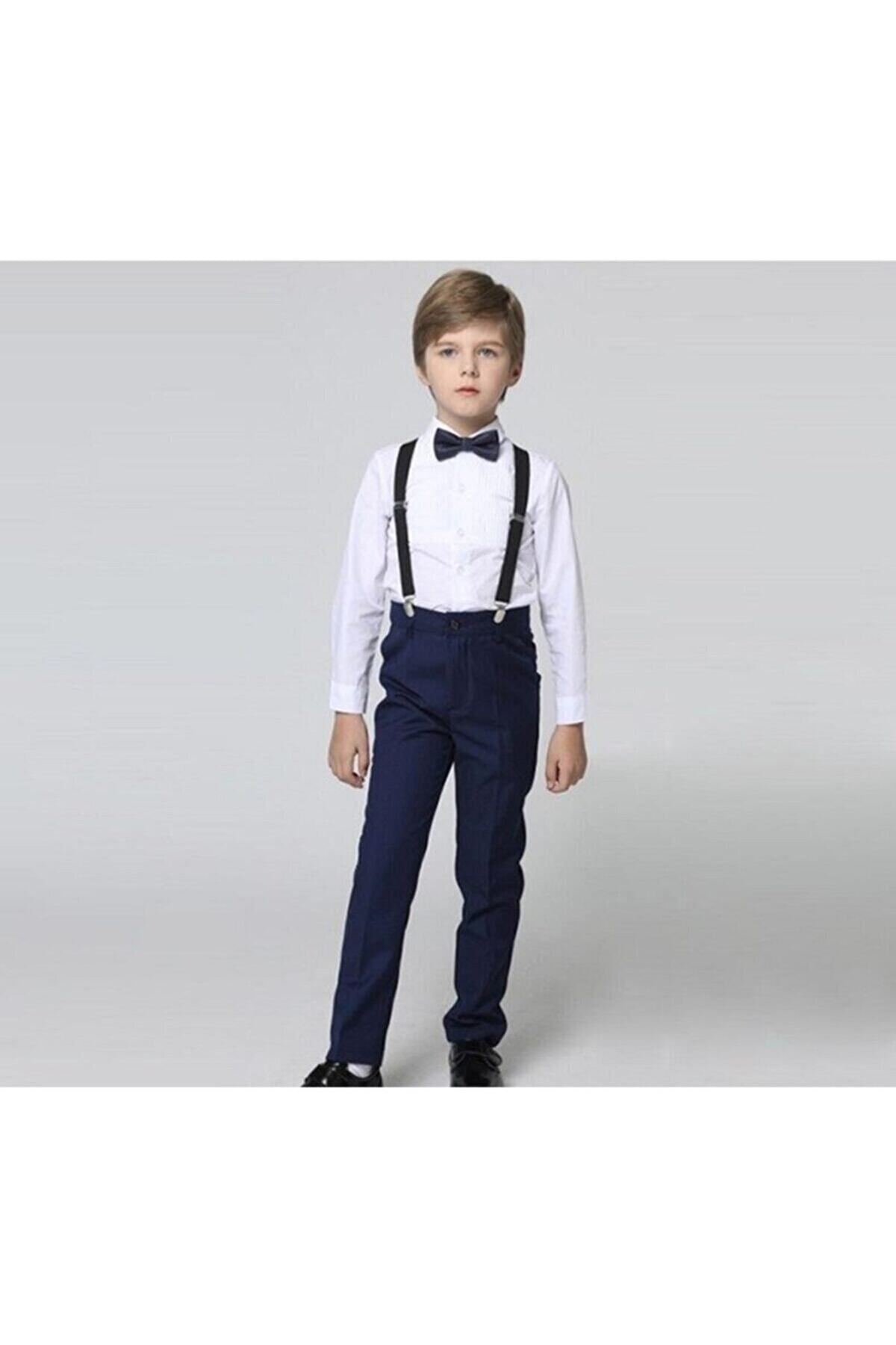 Boys Long Sleeve Shirt Linen Pants Bow Tie Hanger Set 23 April 29 October Show Costume