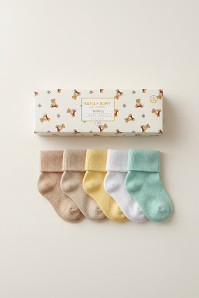 Katia & Bony 5'li Paket Yenidoğan Bambu Bebek Çorap Renkli