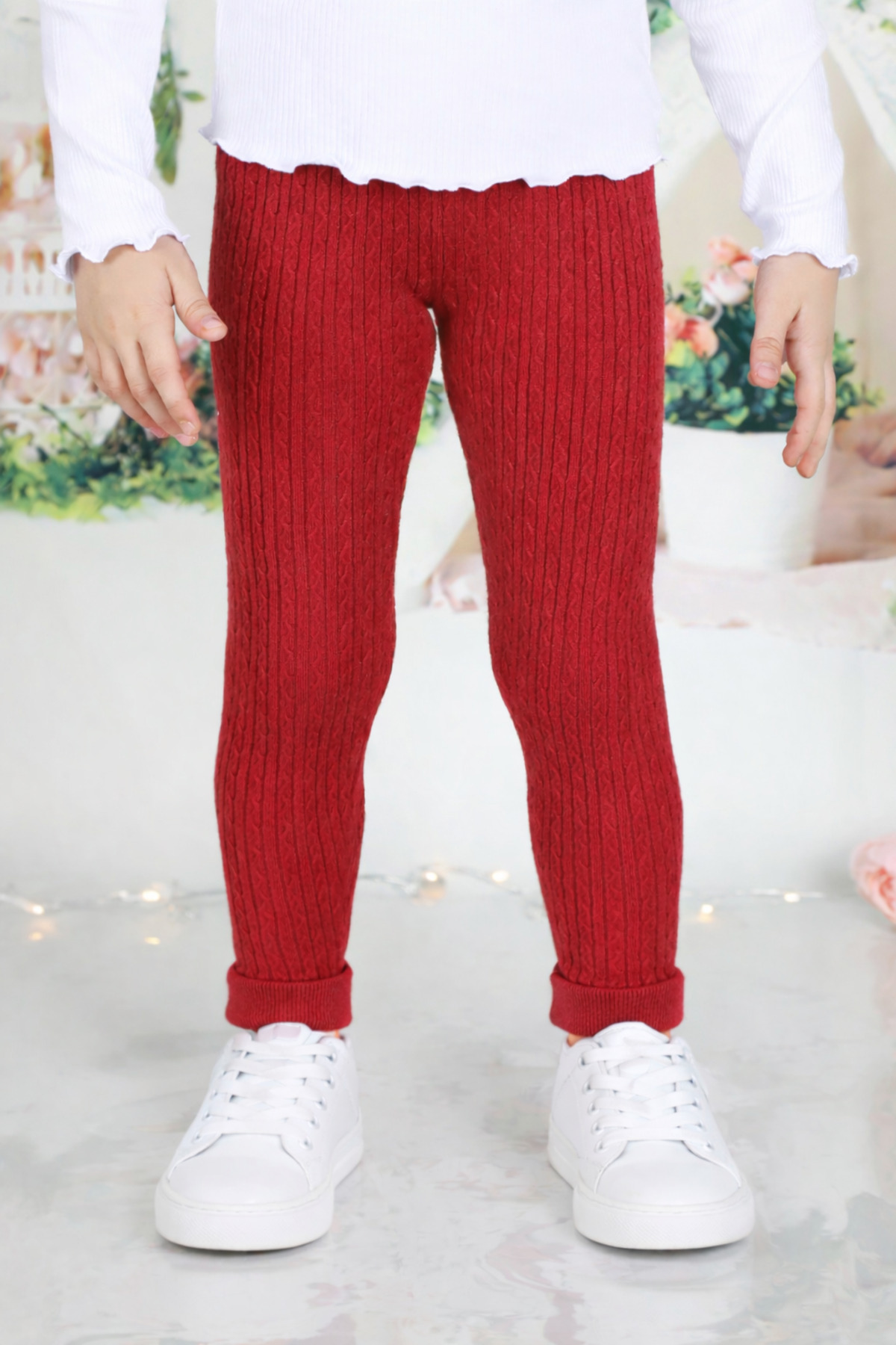 KUEZA KIDS Kız Çocuk Yumuşak Dokulu Saç Örgülü Tayt 20KUSTYT028 fotoğrafı 6 (önizleme)