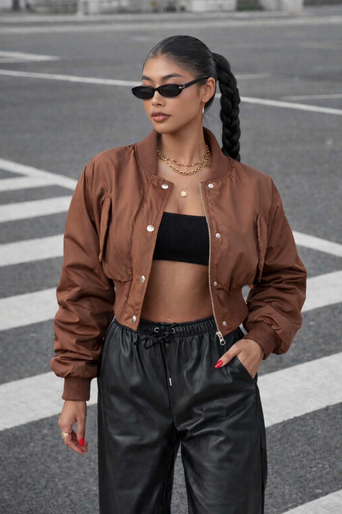 Lijuri  Miecka Crop Bomber Ceket 7022-8 R11-E-K4