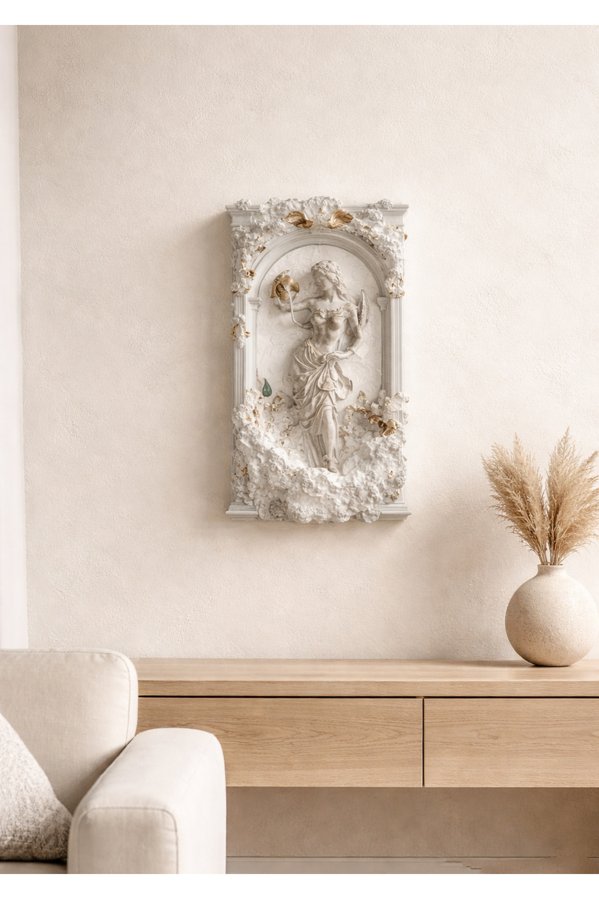 Embossed Woman Figure Wall and Table Decor 3D Wall Sculpture Ancient Roman Greek Sculpture 25cm