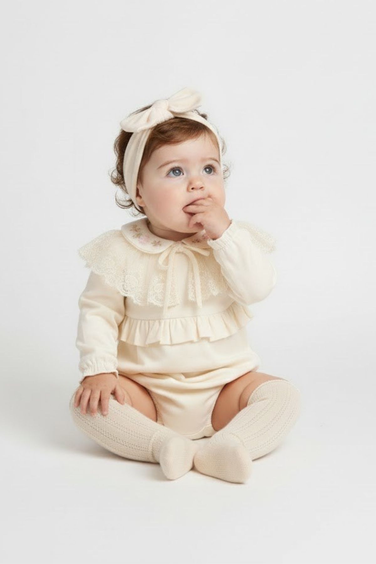 Minytrendy Kız Bebek Vintage Konsept Yenidoğan Tulum Romper Bandanalı Hediyelik Mevlüt Bayramlık Takım fotoğrafı 2 (önizleme)