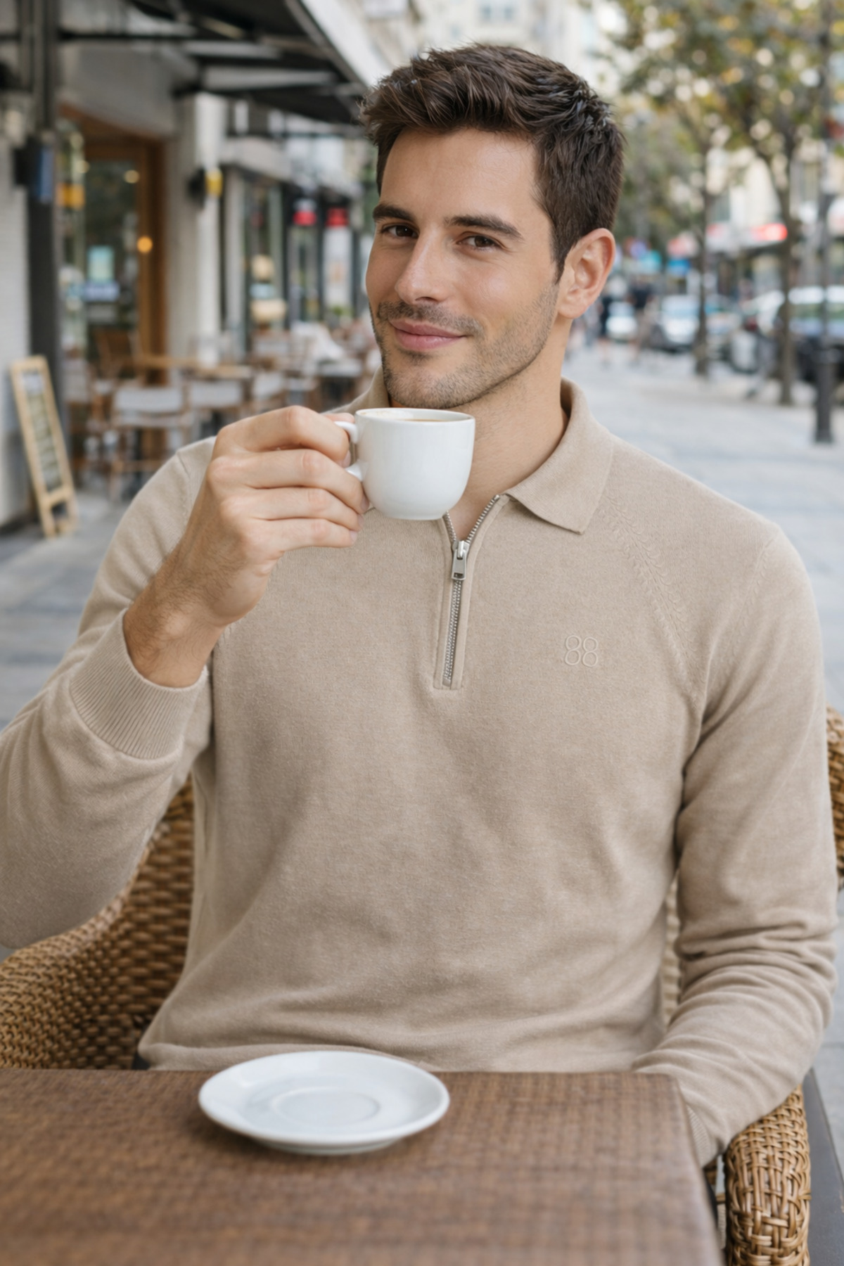 WE AND ME  POLO YAKA %100 YUMUŞAK TUŞELİ FERMUARLI ERKEK TRİKO KAZAK - Görsel 2