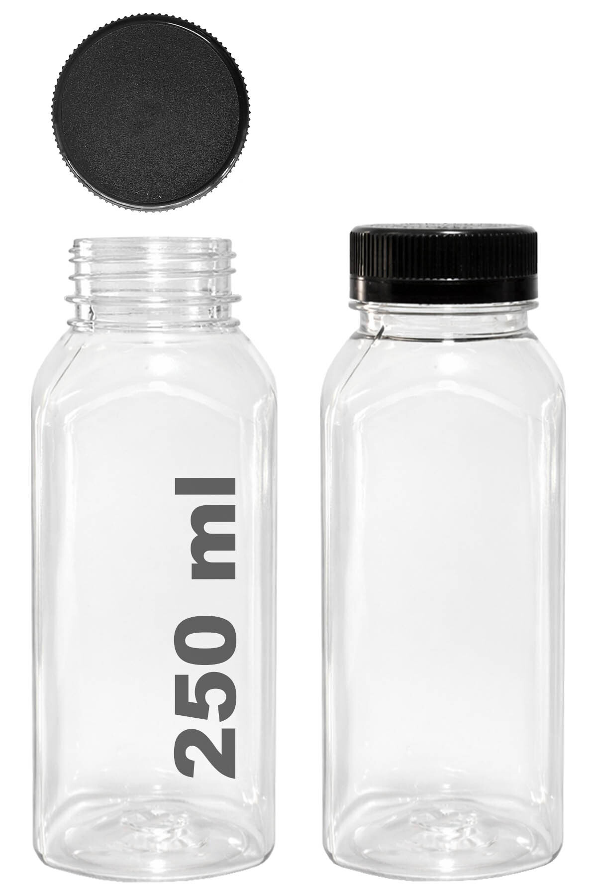 250 ml Smoothie Detox Bottle 250 Cc Transparent Plastic Bottle Detox Cornered Fruit Juice 2 Pieces