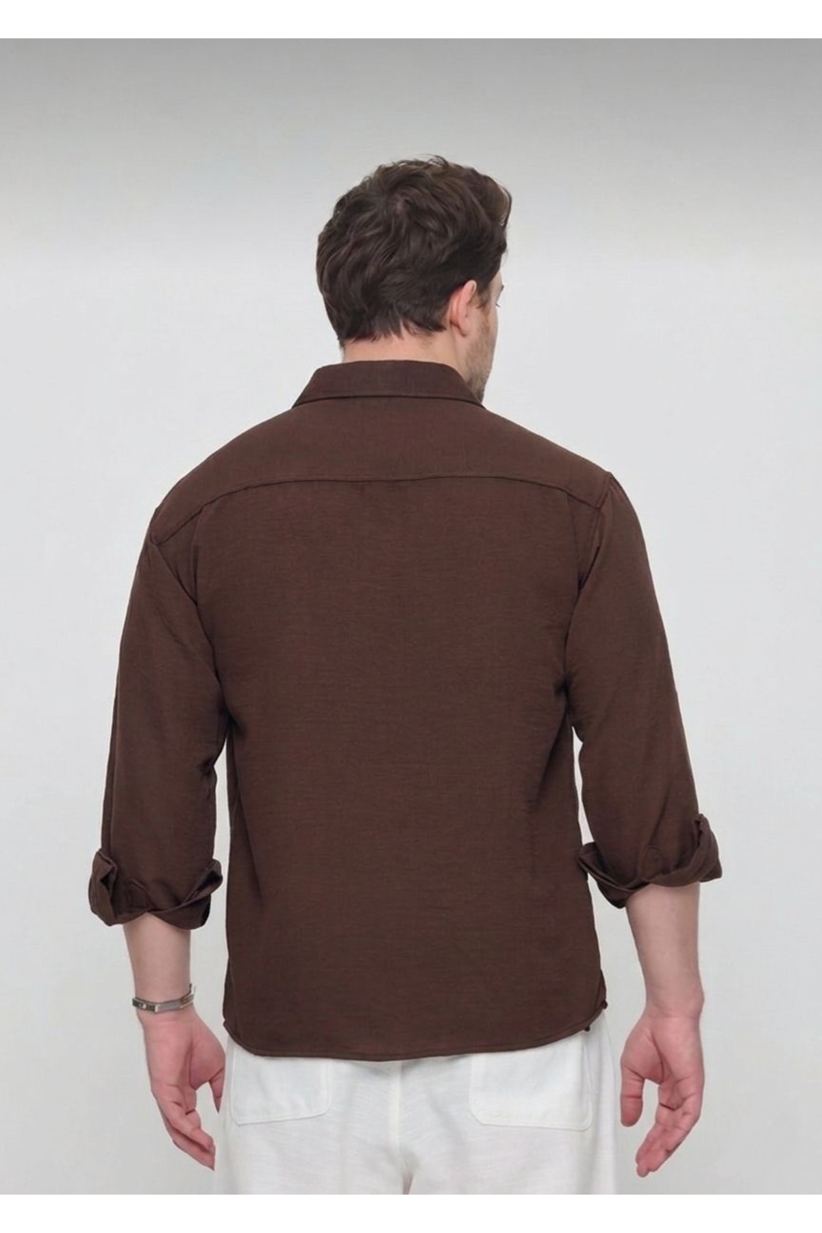 GEIO  ERKEK OVERSİZE KESİM KETEN GÖMLEK - Görsel 5