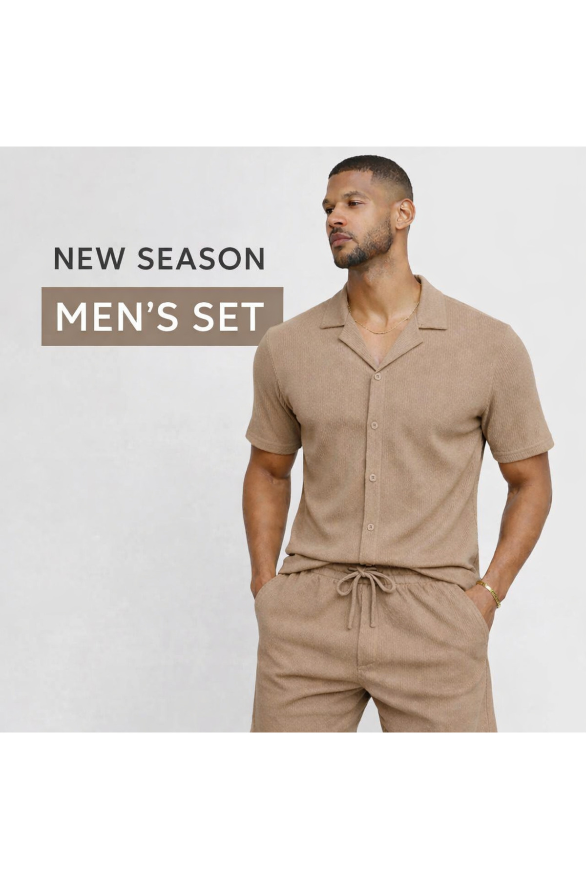 MARKATEM Set letnjih majica i kratkih hlača od tkanine sa Rebrasto rebara