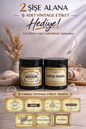 Alubrella Plastik Kavanoz Seti ve Kozmetik Temalı Etiketler