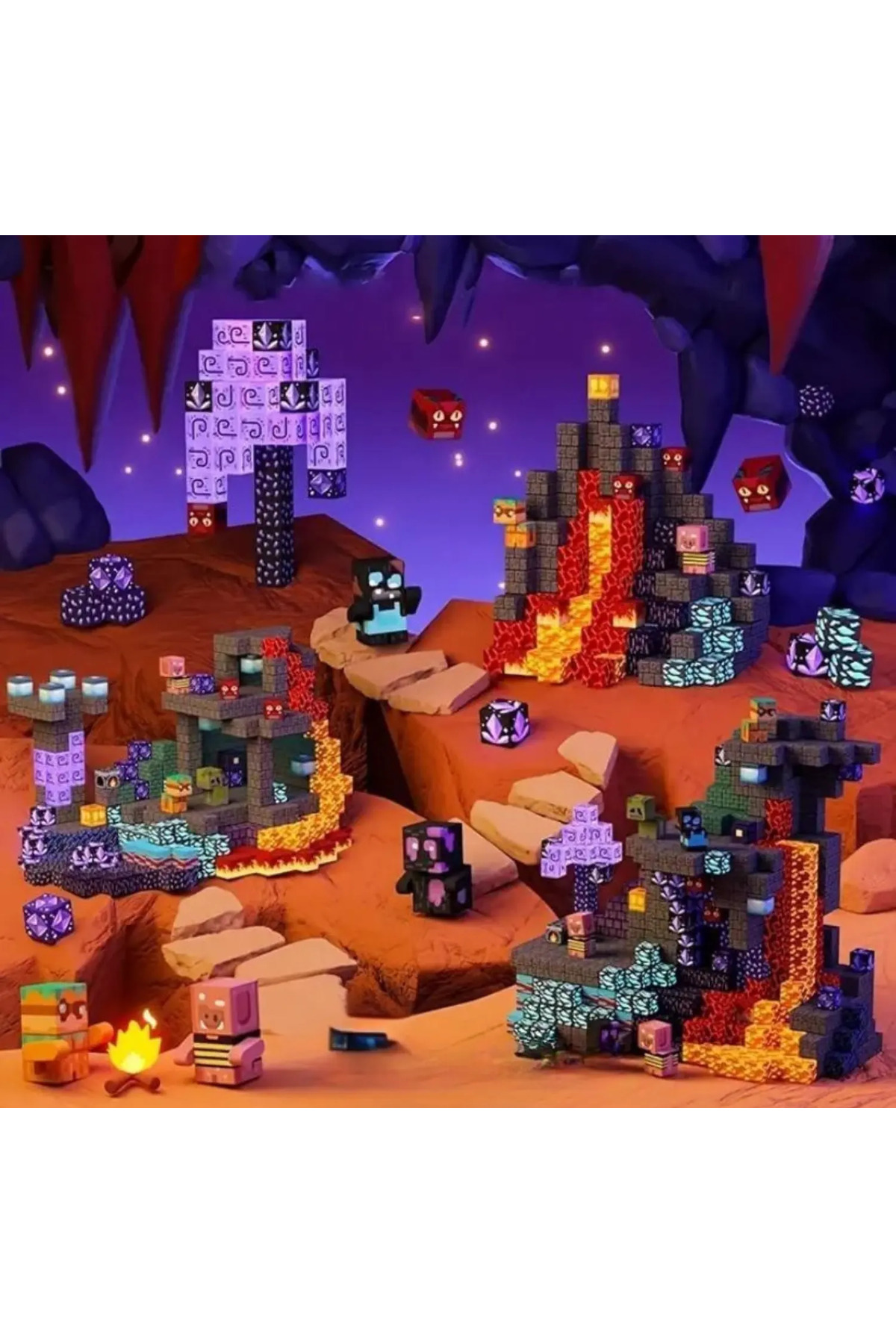McBlok Minecraft Manyetik Küp Blok volkan ve maden Temalı Yapı Taşı 100 Parça fotoğrafı 4 (önizleme)
