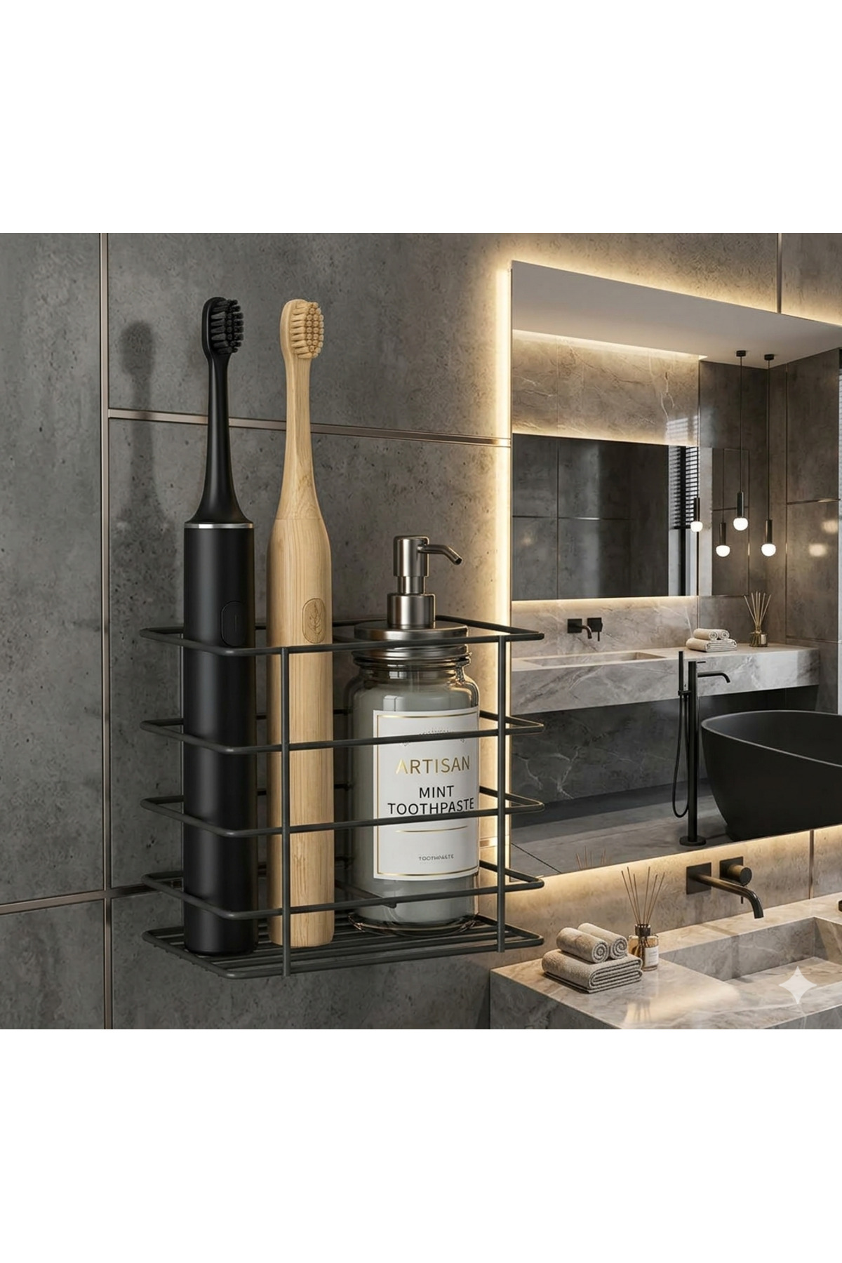 Adhesive metal Toothbrush Holder