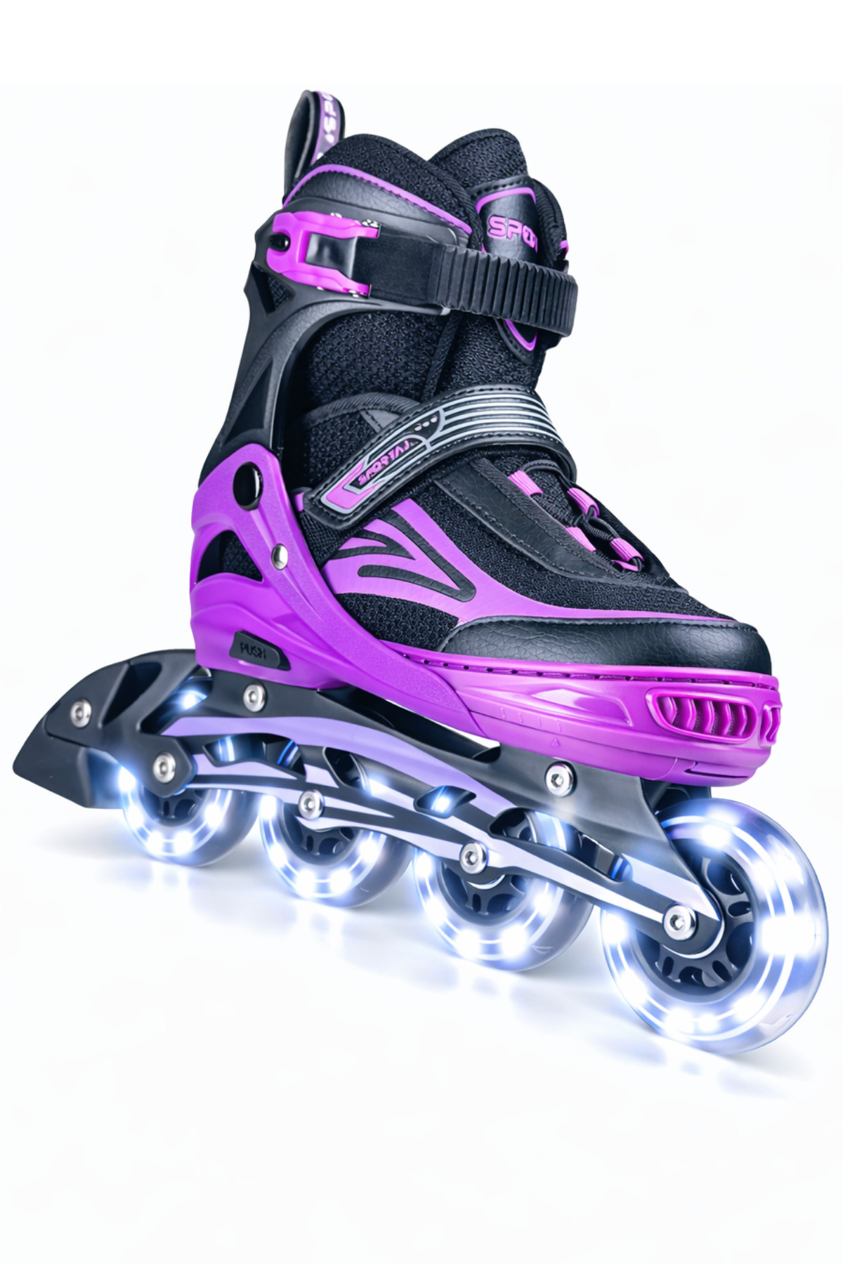 Sportaj Siyah Inline Paten 8 Teker Beyaz Led Işıklı Silikon Teker Taj-j1 Pro 3 In 1 Paten