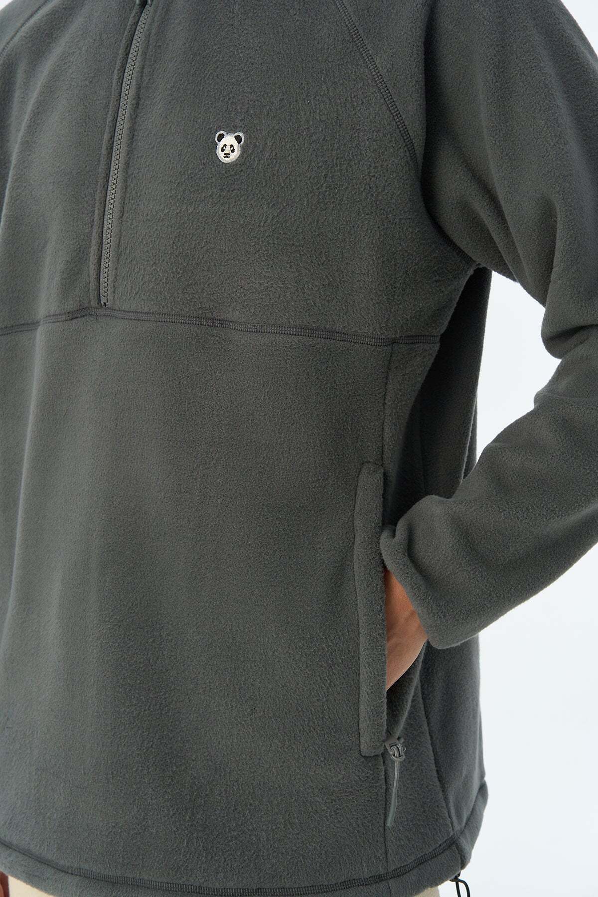 Panda Half-Zip Fleece - Anthracite — خاکستری PLR-013-007 — تصویر 6 از 8