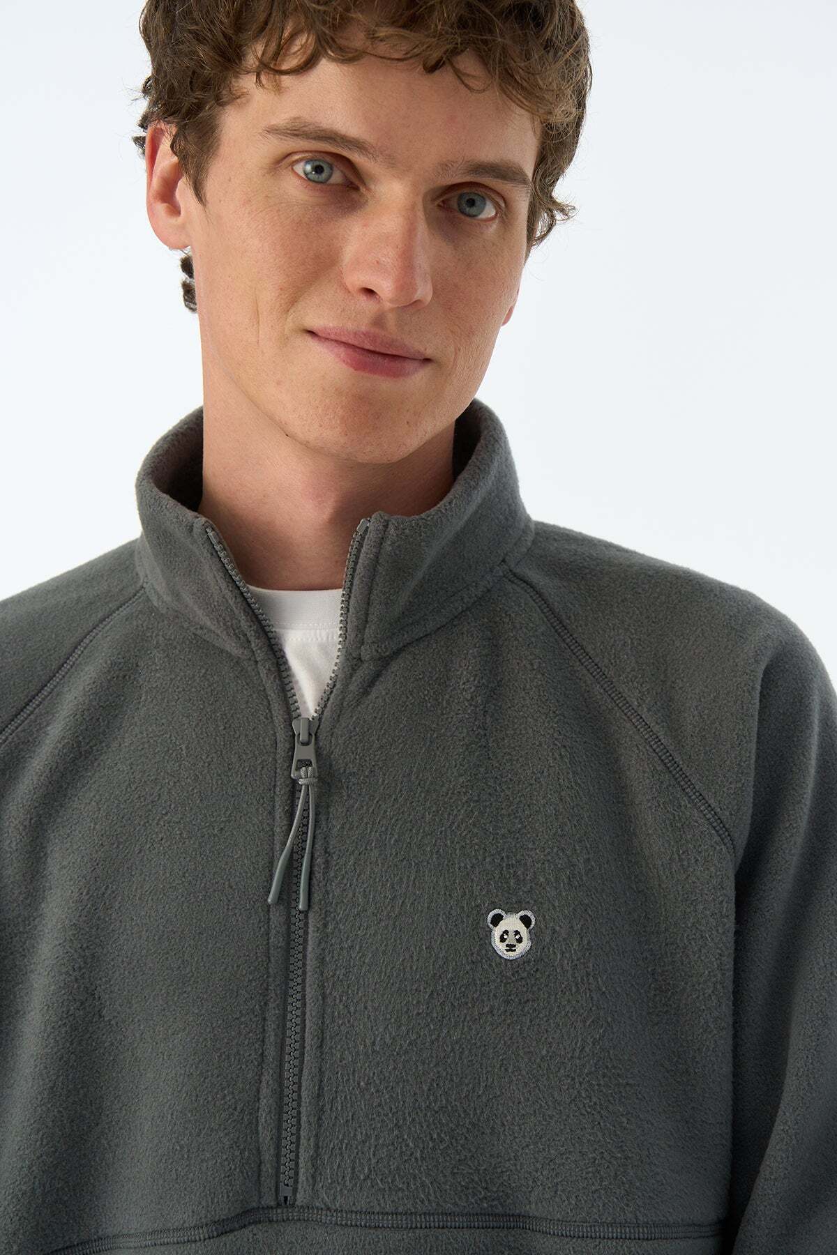 Panda Half-Zip Fleece - Anthracite — خاکستری PLR-013-007 — تصویر 5 از 8
