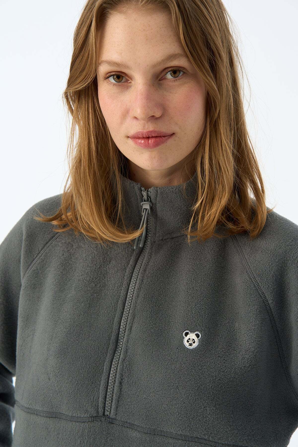 Panda Half-Zip Fleece - Anthracite — خاکستری PLR-013-007 — تصویر 7 از 8