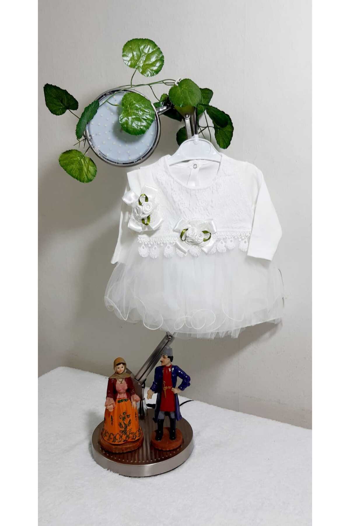 NOMİRO Nomiro-dantel Tüllü Bandanalı Prenses Bebek Elbisesi Gelinlik fotoğrafı 2 (önizleme)