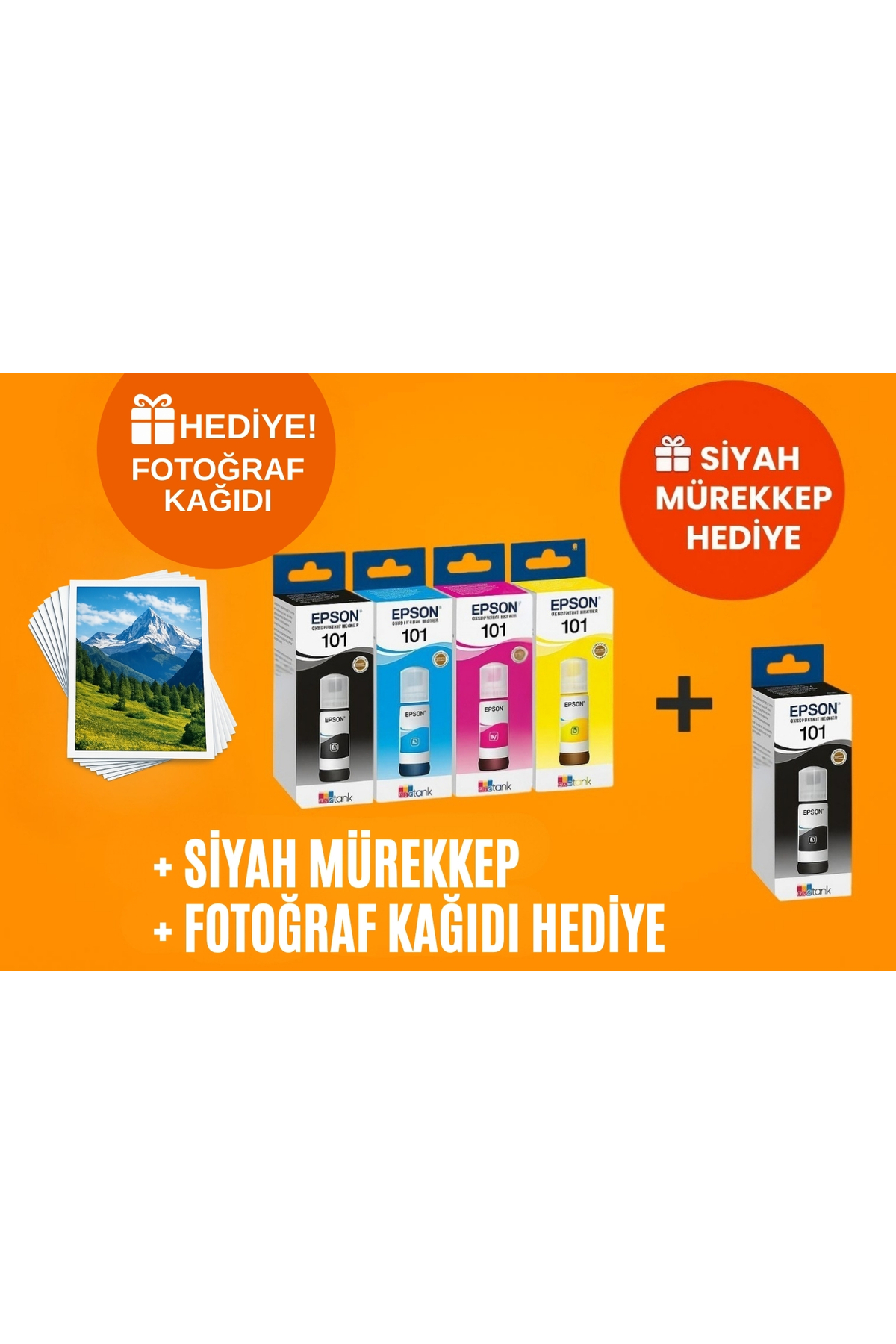 Epson 101 Ecotank L6290 Orjinal Mürekkep Seti + 1 Kırmızı Hediye