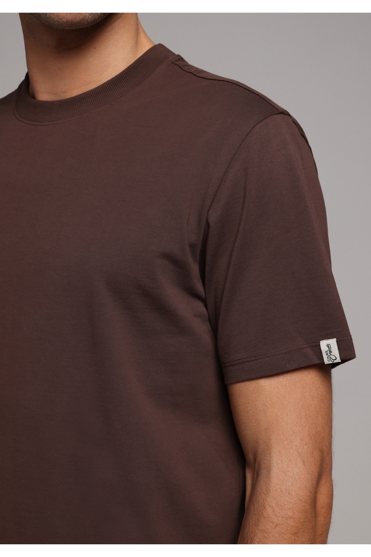 Colin’s  Comfort Fit Yuvarlak Yaka Düz Erkek Kahverengi Kısa Kol Tişört - Görsel 4