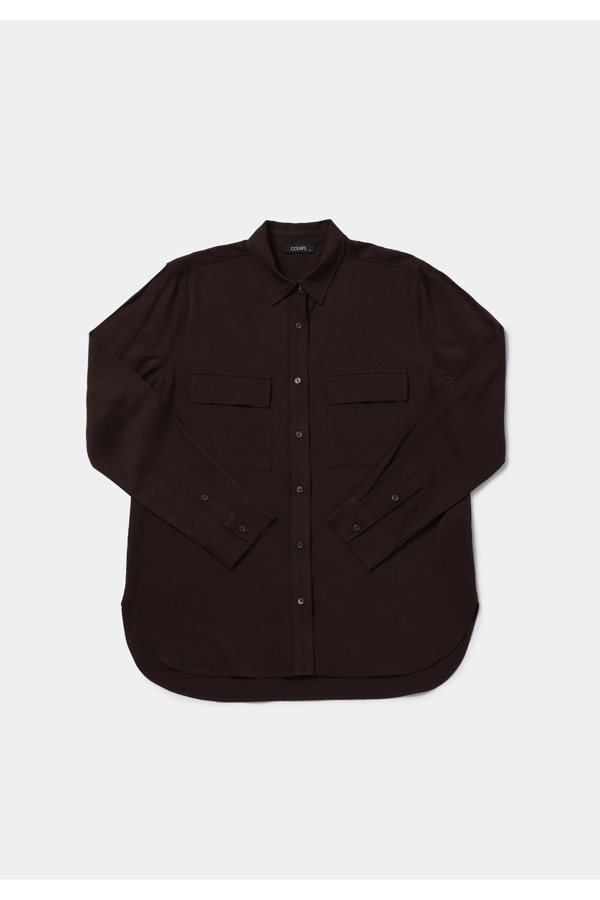 Colin’s  Regular Fit Shirt Neck Düz Kadın Kahverengi Uzun Kol Gömlek - Görsel 5