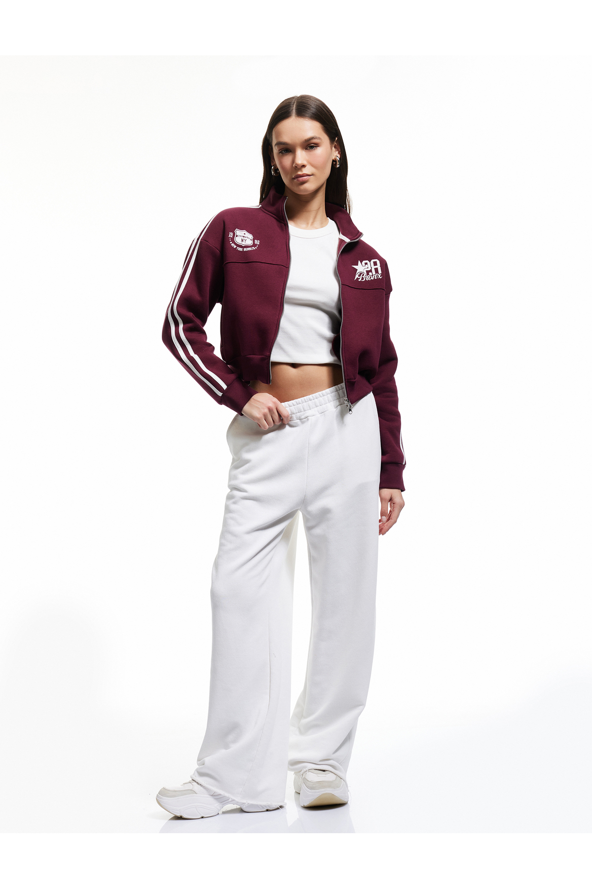 Koton  Şardonlu Fermuarlı Cepli Biyeli Kolej Baskılı Sweatshirt - Görsel 2