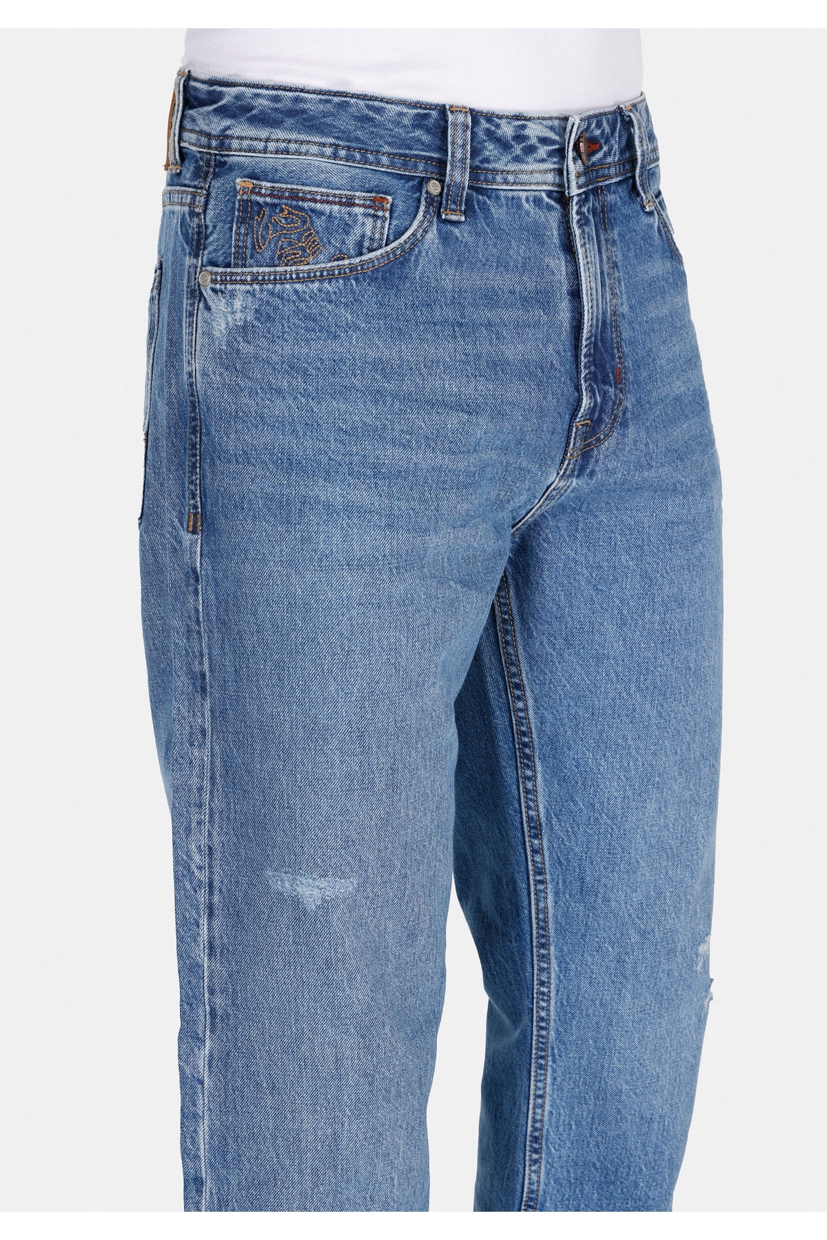 Colin’s  Regular Fit Orta Bel Düz Paça Pamuk Erkek Mid İndigo Denim Jean Pantolon - Görsel 5