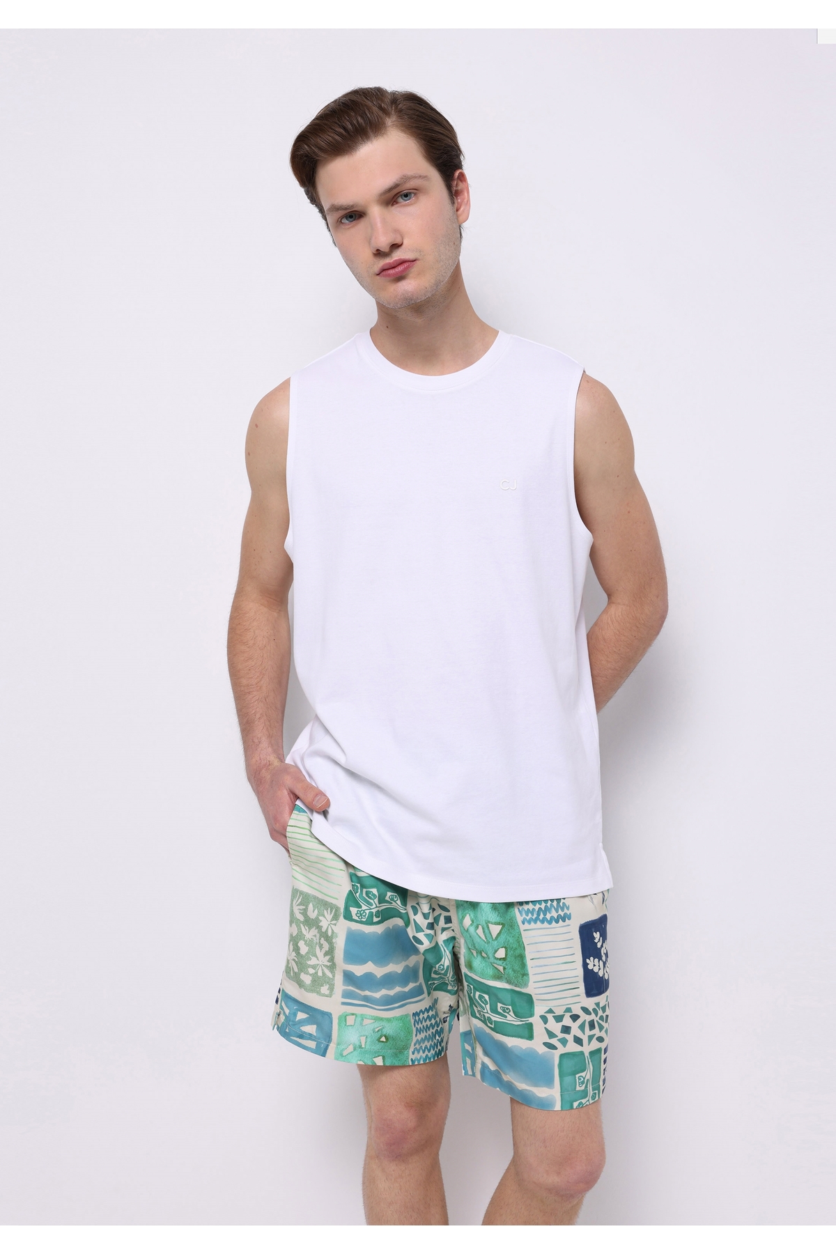 Colin’s Regular Fit Printed Men's Green Swim Shorts