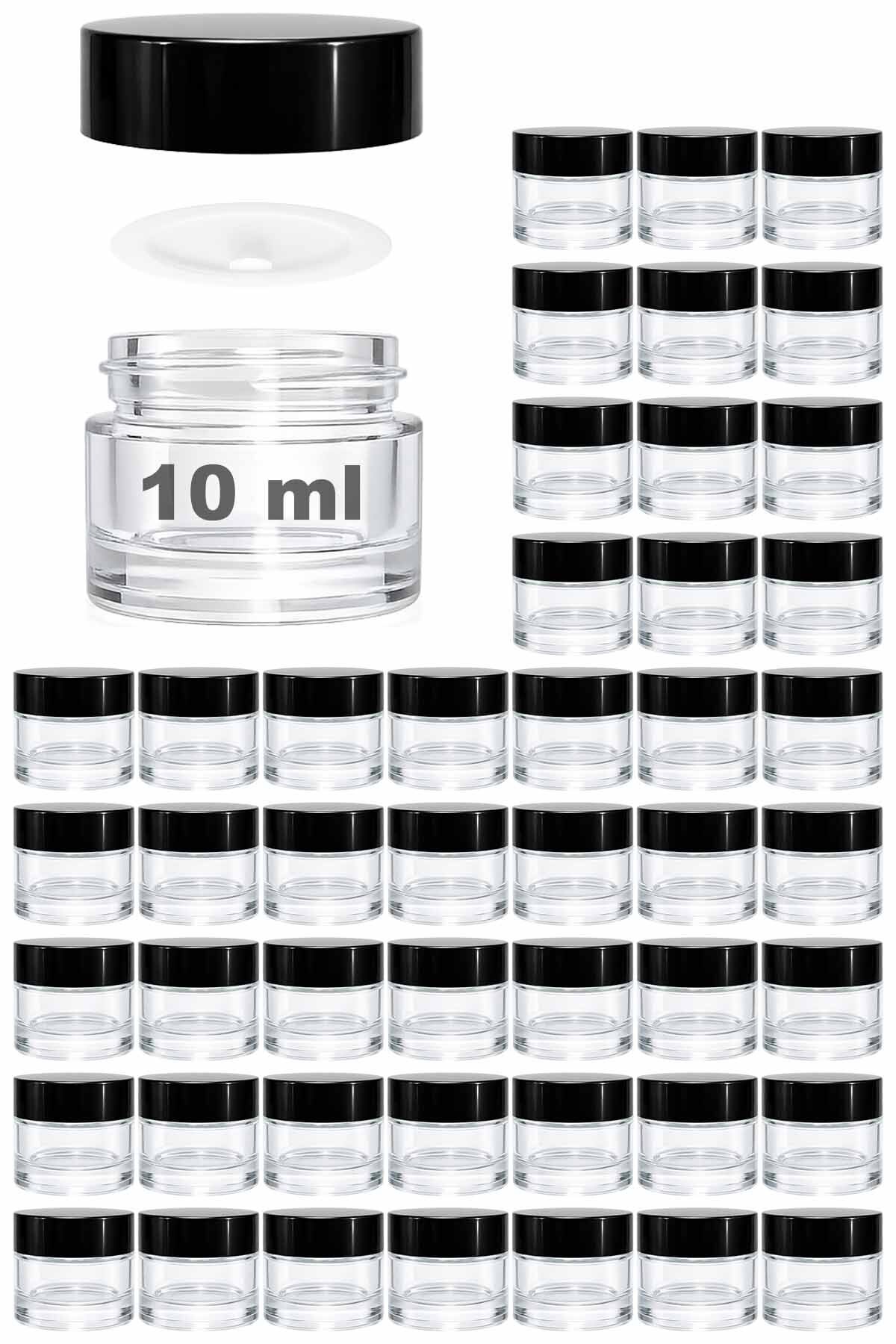 10 ml Glass Jar Transparent 10 cc Mini Cream Jar Lip Balm with Black Lid 48 pcs