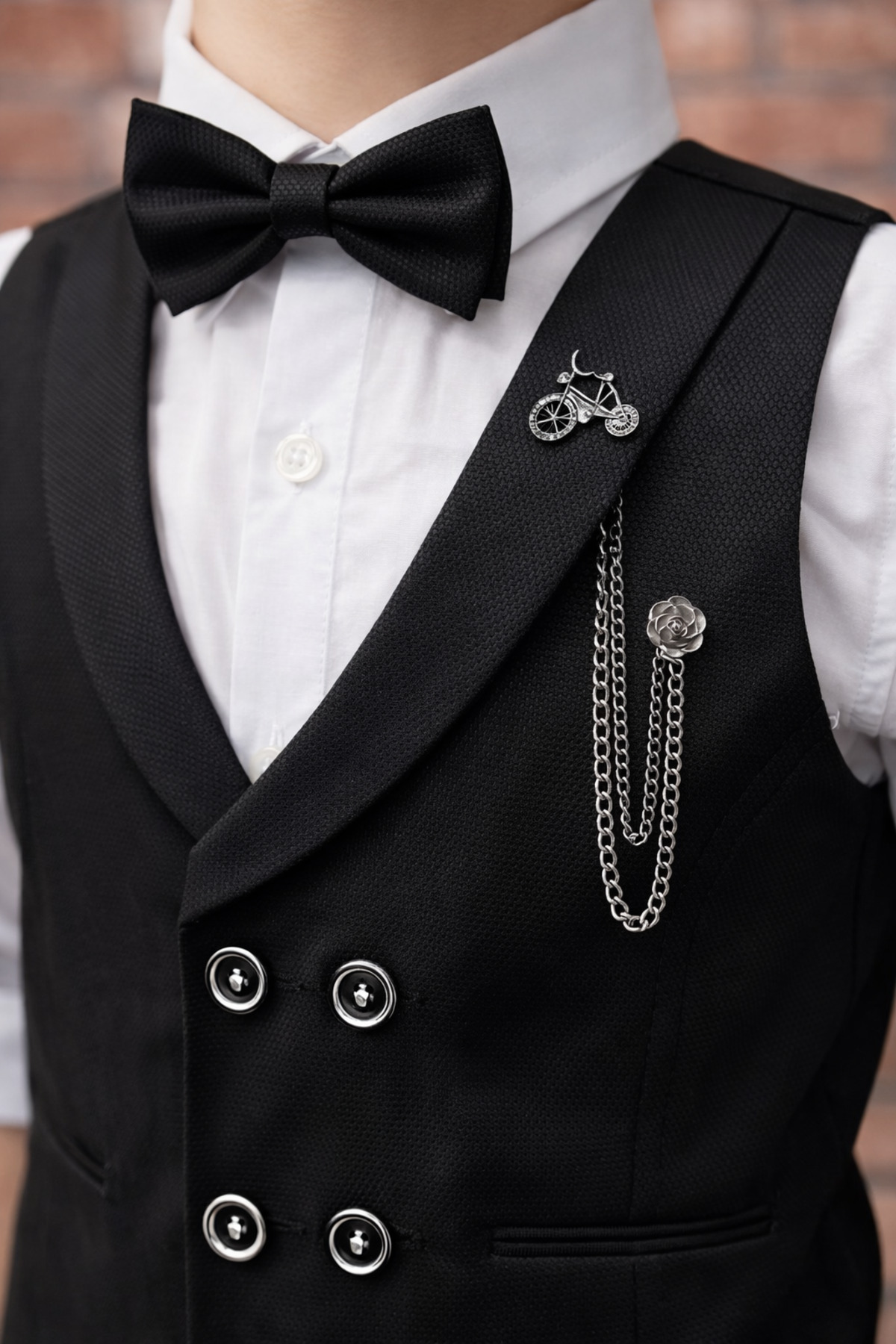 HAYTA Çocuk Yelek Takım Gömlekli Set 0-1yaş - 14yaş Silver siyah fotoğrafı 5 (önizleme)