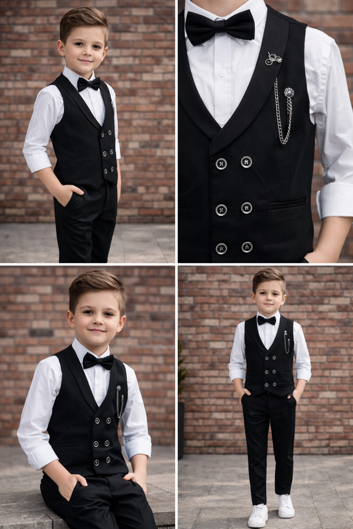 HAYTA Çocuk Yelek Takım Gömlekli Set 0-1yaş - 14yaş Silver siyah fotoğrafı 3 (önizleme)