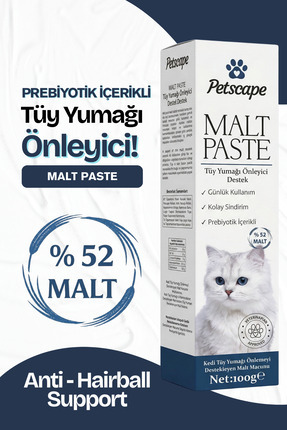 Petscape Kedi Malt Macunu – Tüy Yumağı Önleyici – Sindirim Desteği – 100g