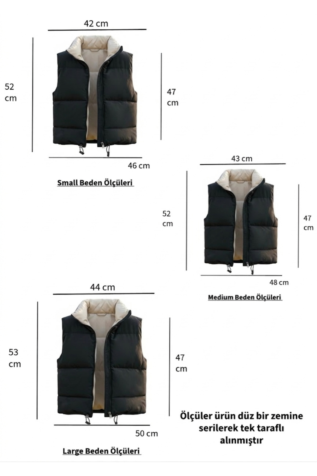 FEG STORE  BEJ-SİYAH ÇİFT TARAFLI DİK YAKA ŞİŞME KOLSUZ MONT-YELEK - Görsel 3