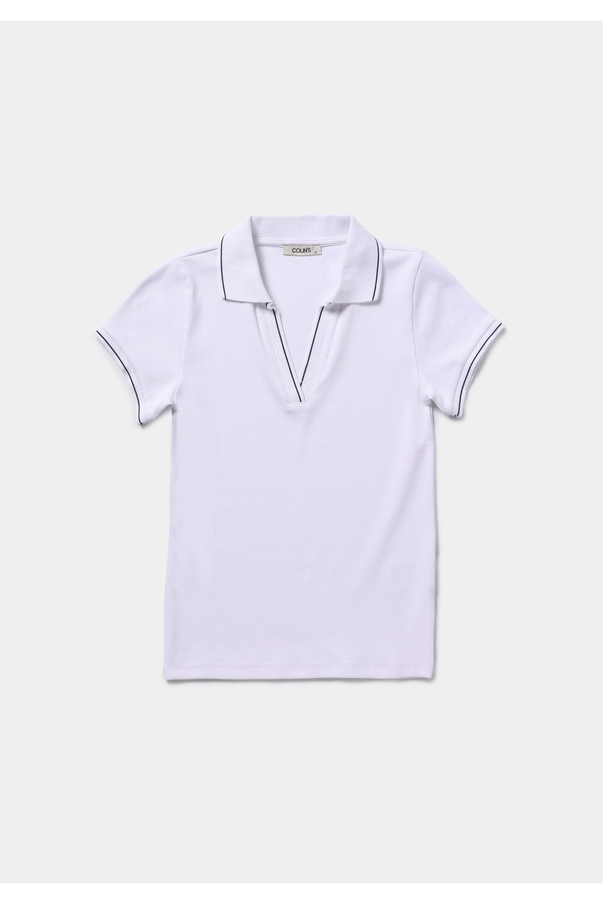 Colin’s  Slim Fit Polo Yaka Düz Kadın Beyaz Kısa Kol Tişört - Görsel 5