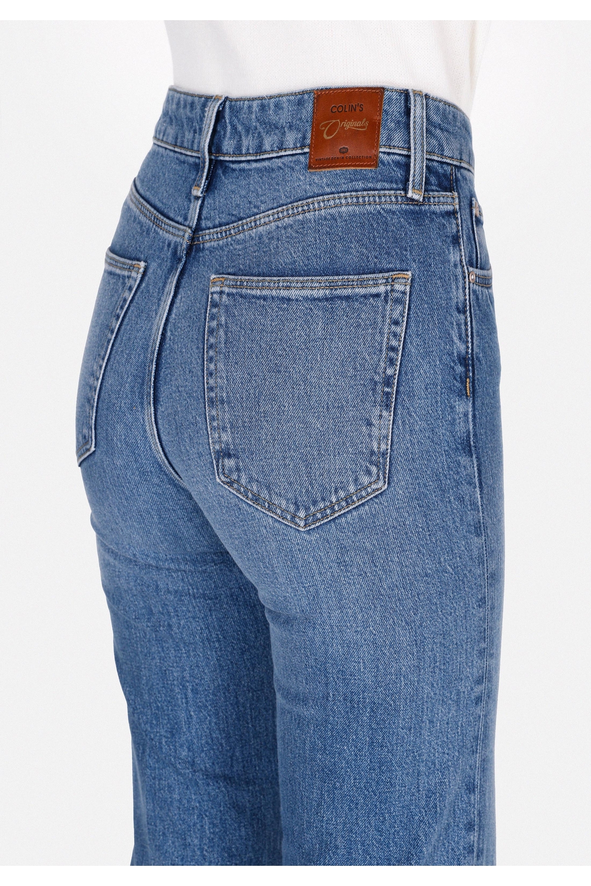 Colin’s  Regular Fit Yüksel Bel Geniş Paça Kadın İndigo Jean Pantolon - Görsel 6