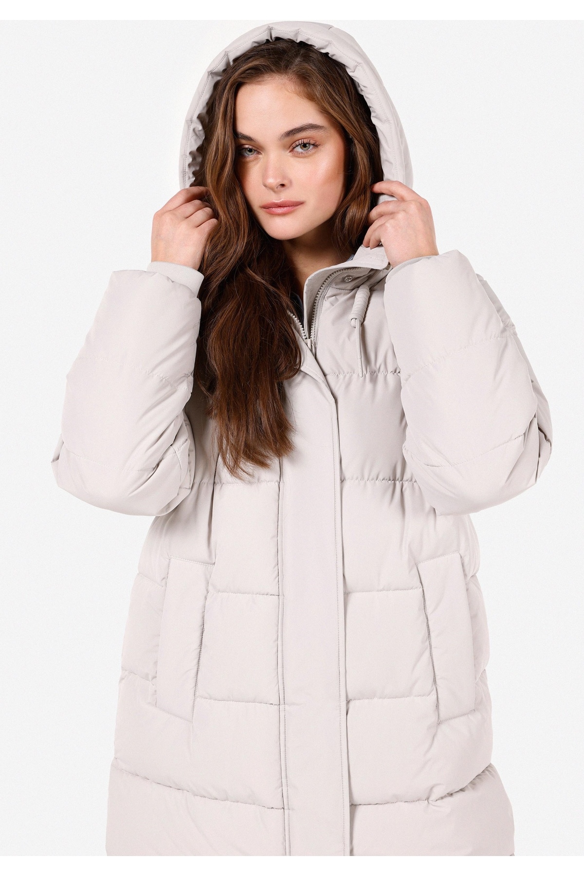 Colin’s  Regular Fit Kapüşonlu Çıtçıtlı Astarlı Suya Dayanıklı Kadın Bej Kaban - Görsel 3