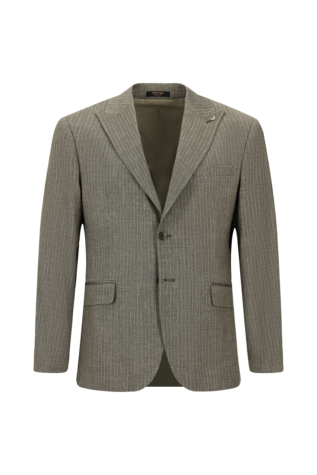 Abdullah Kiğılı  6 Drop Regular Fit Standart Kesim Klasik Çizgili Keten Karışımlı Ceket