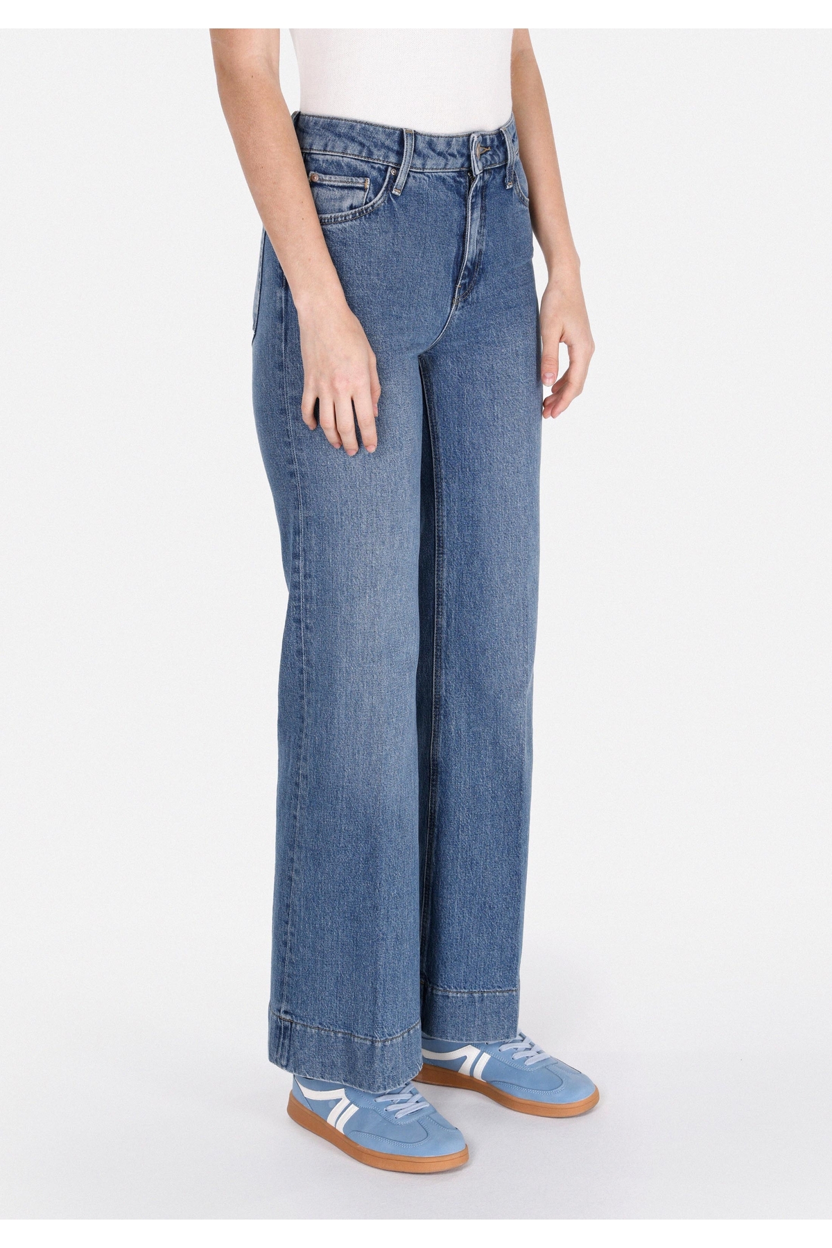 Colin’s  Regular Fit Yüksel Bel Geniş Paça Kadın İndigo Jean Pantolon - Görsel 4