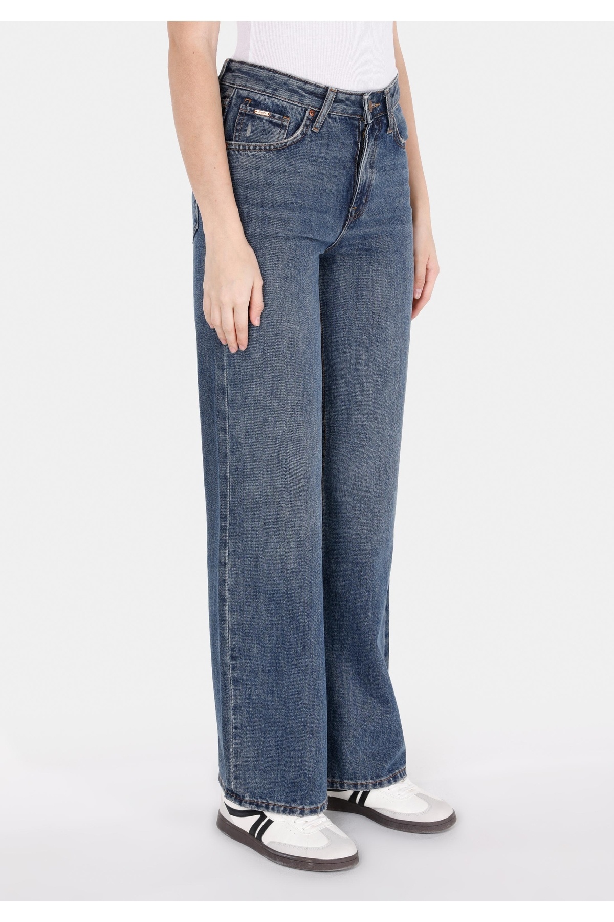 Colin’s  Regular Fit Yüksel Bel Geniş Paça Kadın İndigo Jean Pantolon - Görsel 4