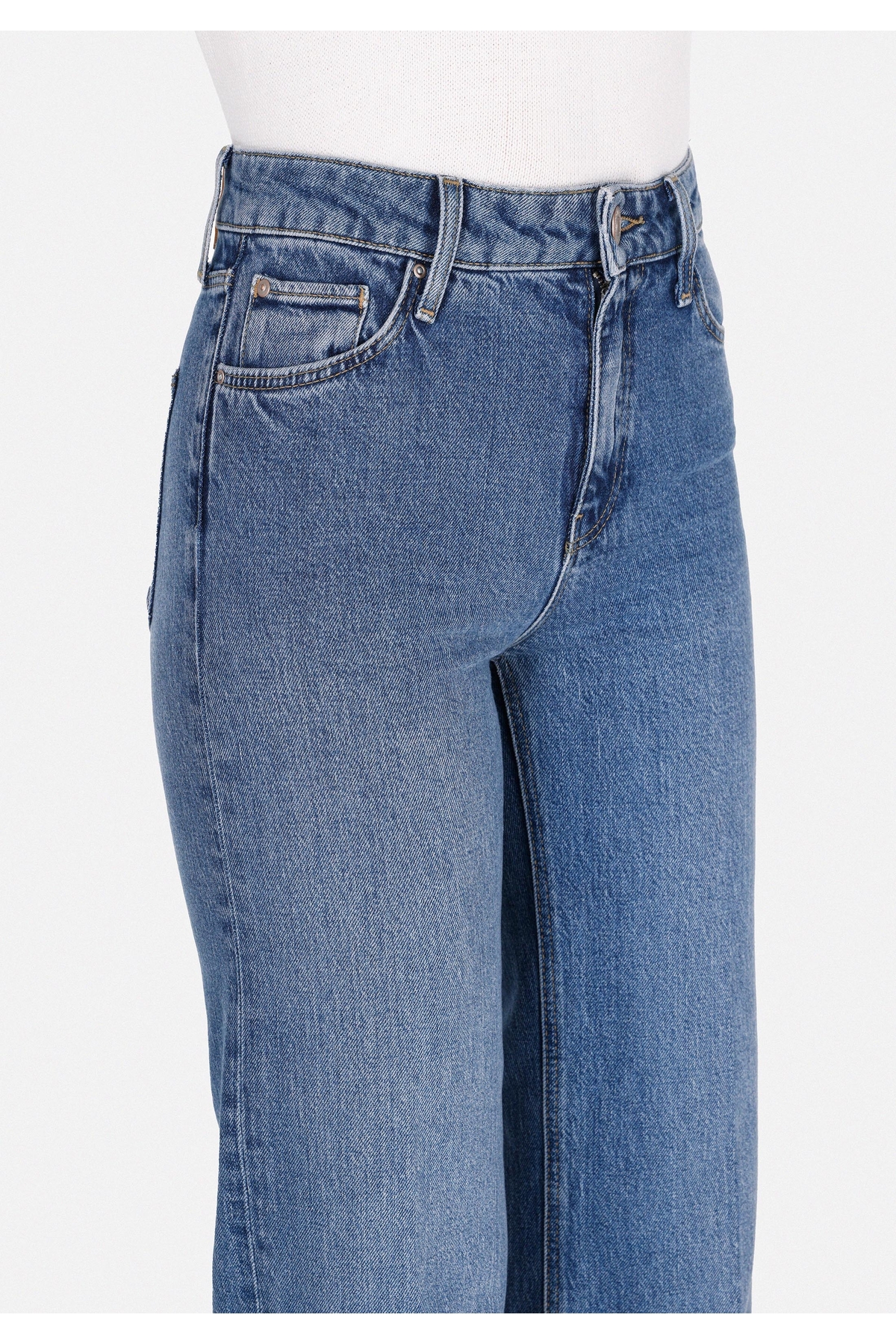 Colin’s  Regular Fit Yüksel Bel Geniş Paça Kadın İndigo Jean Pantolon - Görsel 5
