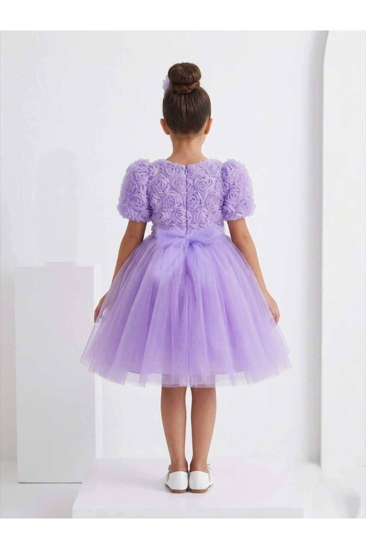 Mnk Baby&Kids Luvia Kısa Kol Kız Tütü Abiye Elbise M00811 LİLA fotoğrafı 5 (önizleme)