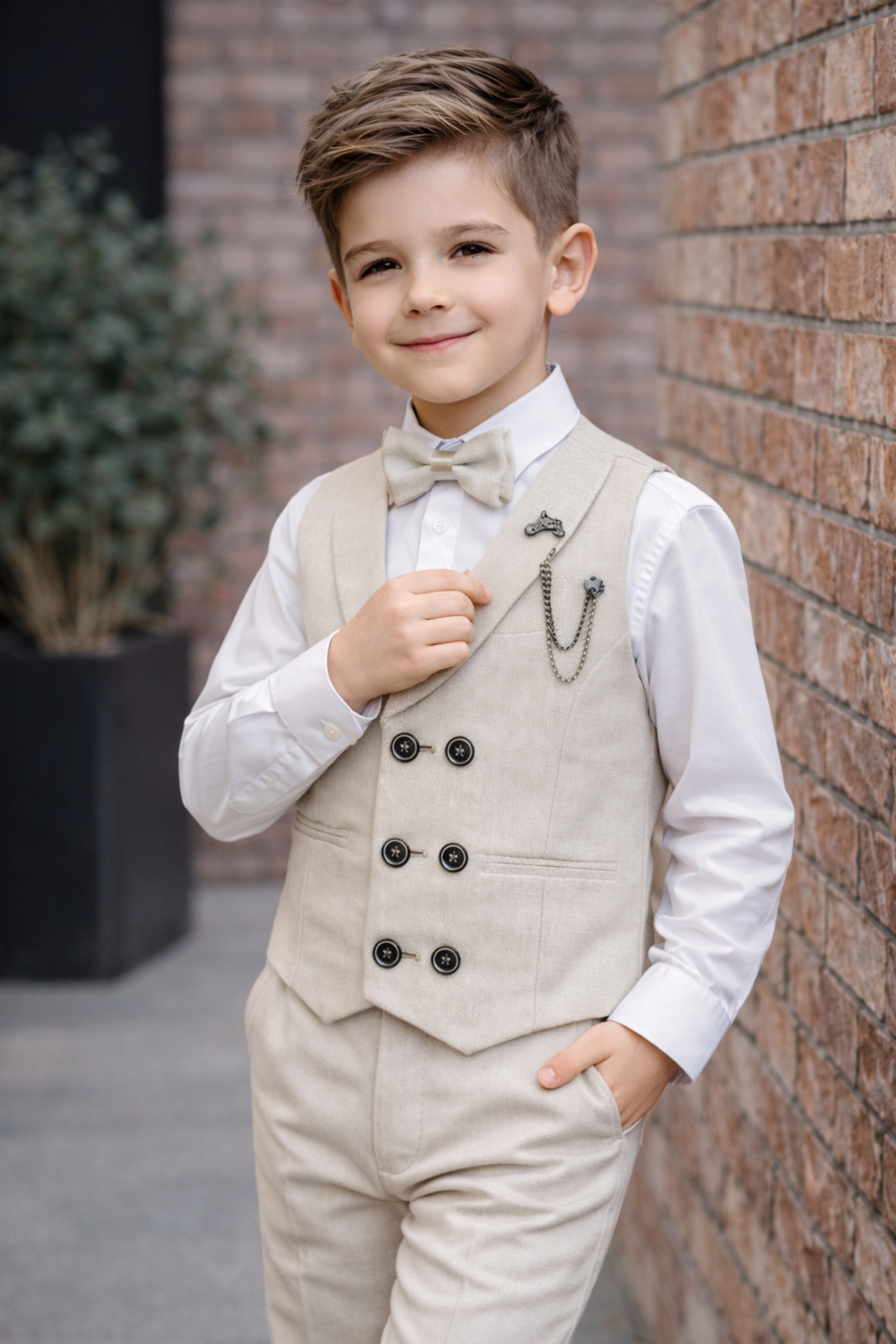 HAYTA Çocuk Yelek Takım Gömlekli Set 0-1yaş - 14yaş Silver Krem fotoğrafı 2 (önizleme)