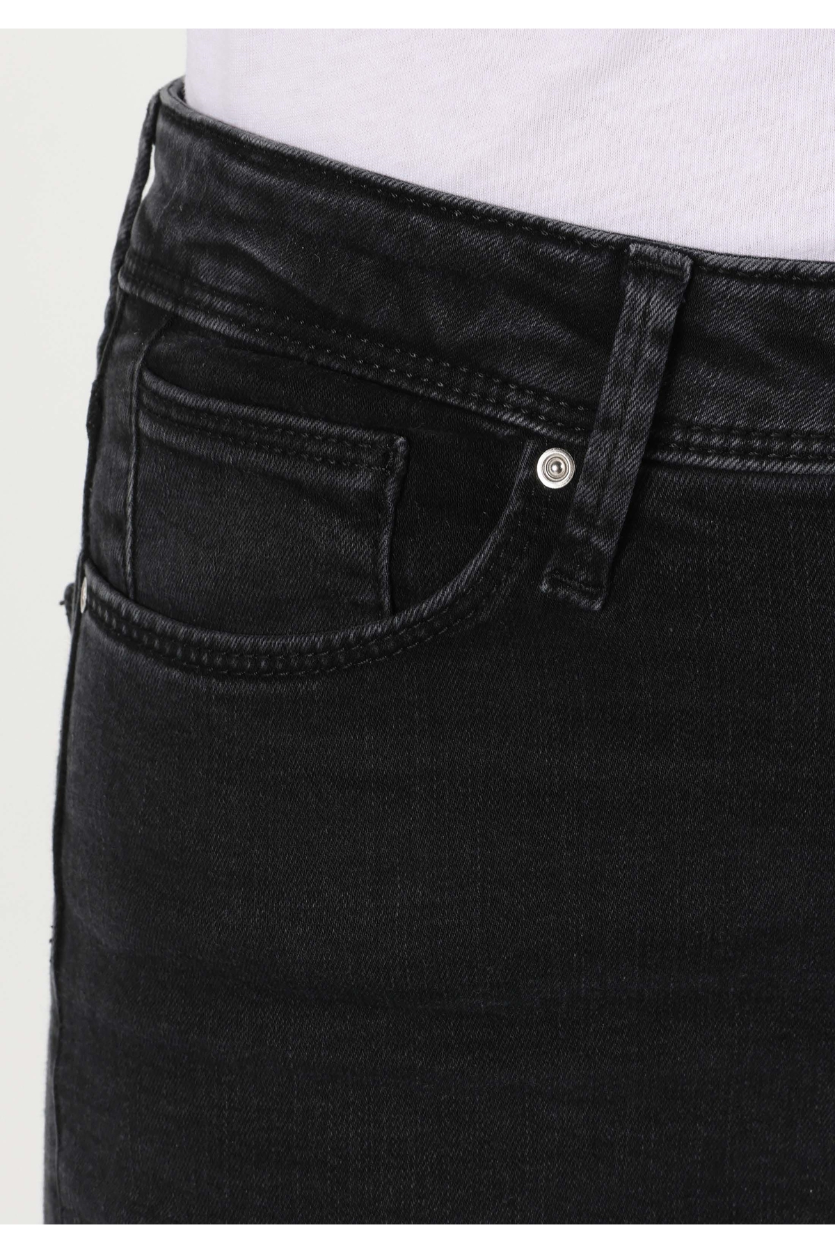 Colin’s  Slim Fit Orta Bel Düz Paça Kadın Siyah Fermuarlı Jean Pantolon - Görsel 7