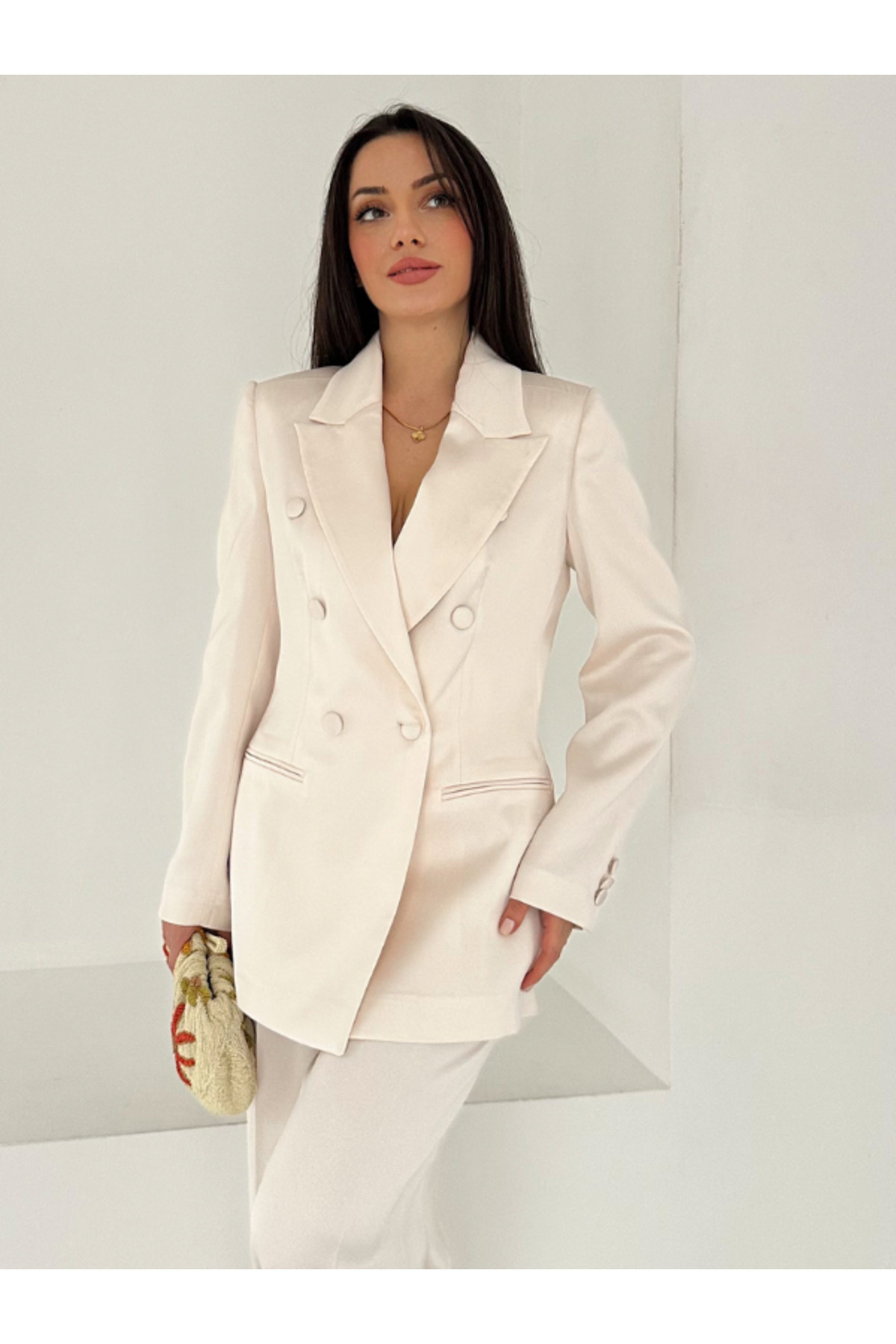 Back Detailed Satin Laser Suit