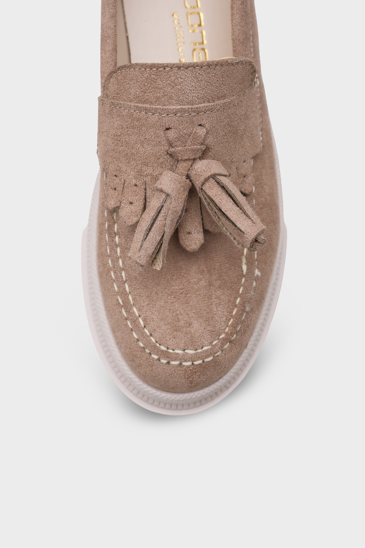 Capone Outfitters  Ashlee Oval Burunlu Püsküllü Trak Tabanlı Süet Kadın Loafer - Görsel 4