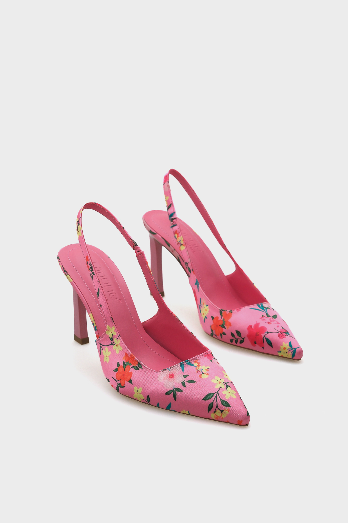 Capone Outfitters Rebeca Open Back Pointed Toe High Heel Floral Pattern Buty ...